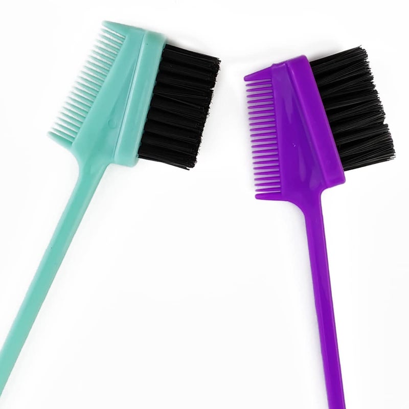 NSBELL 28PCS 3 in 1 Hair Edge Brush Double Sided Hair Comb Pack Smooth Brush Comb Grooming, 7 Colors - Image 3